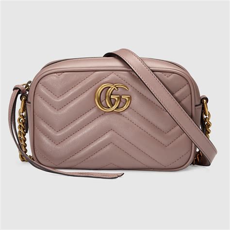 GUCCI Calfskin Matelasse Mini GG Marmont Shoulder Bag